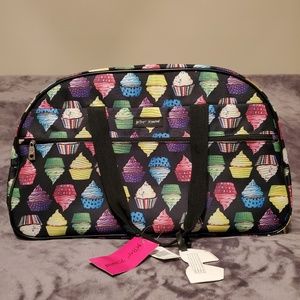 Betsey Johnson cupcake rolling duffle bag
